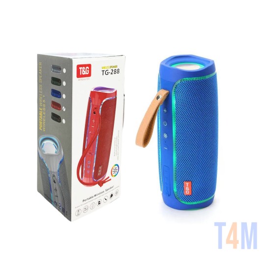 COLUNA BLUETOOTH SEM FIO T&G TG-288 USB/AUX/RÁDIO/MICROSD 10W AZUL